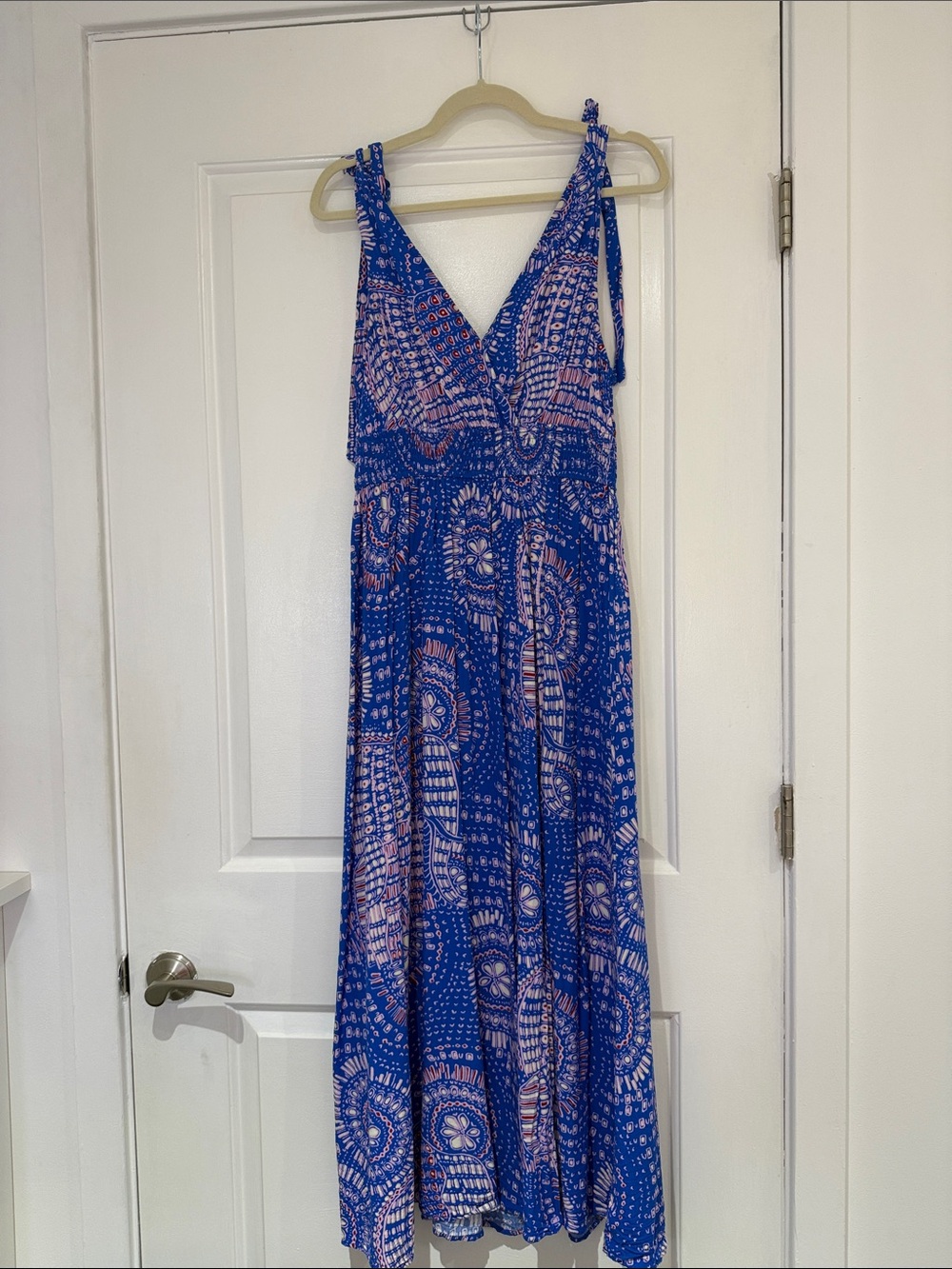 Cupshe Fresh Berry Abstract Maxi Dress Size: Medium Color: Blue